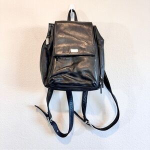 Perlina Black Buttery Soft Leather Backpack Minimalist Chic City Travel Work Bag